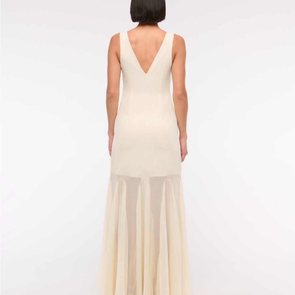 Abercrombie Plunge Godet Maxi Dress | Size Small | Altered | Warm Beige - Picture 4 of 9